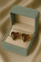 Golden Honey Heart Studs | Gold-Plated Stainless Steel – KZ8812334