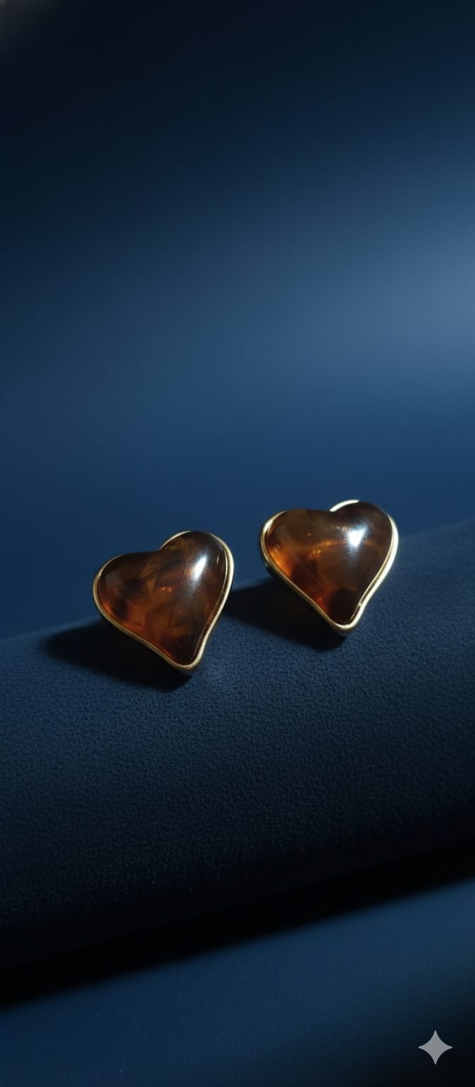 Golden Honey Heart Studs | Gold-Plated Stainless Steel – KZ8812334