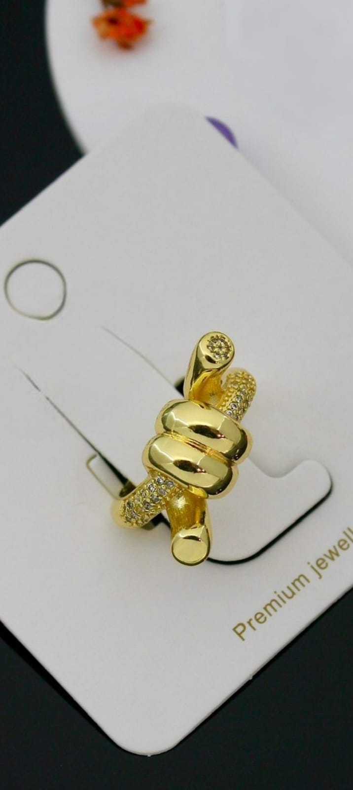 Golden Knot Statement Ring | Adjustable Gold-Plated Stainless Steel–KZ8812395