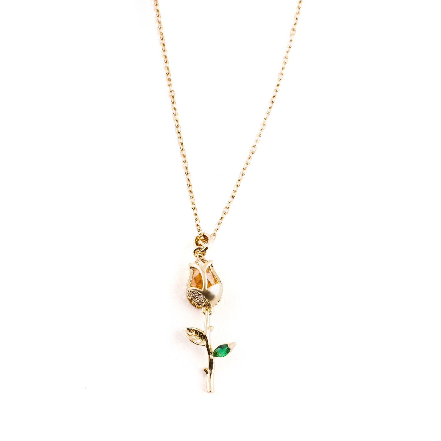 Golden Rose Bud Necklace-KZ8812302