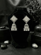 Heera Angan Oxidized Jhumkas | Silver Oxidised Earrings – PL88123115