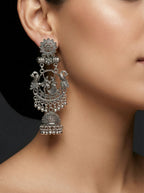 Raas Leela Naad Jhumkas | Silver Oxidised Earrings – JAY88123125