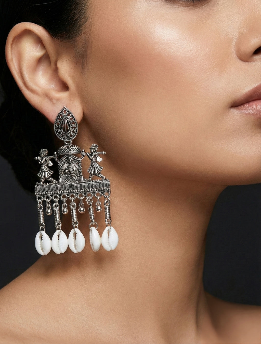 Shankha Yatra Earrings | Silver Oxidised Earrings – JAY88123121