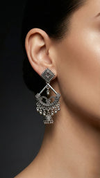 Raas Kala Statement Earrings | Silver Oxidised Earrings – PL88123117