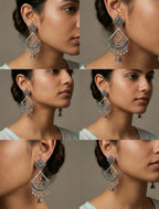 Raas Kala Statement Earrings | Silver Oxidised Earrings – PL88123117