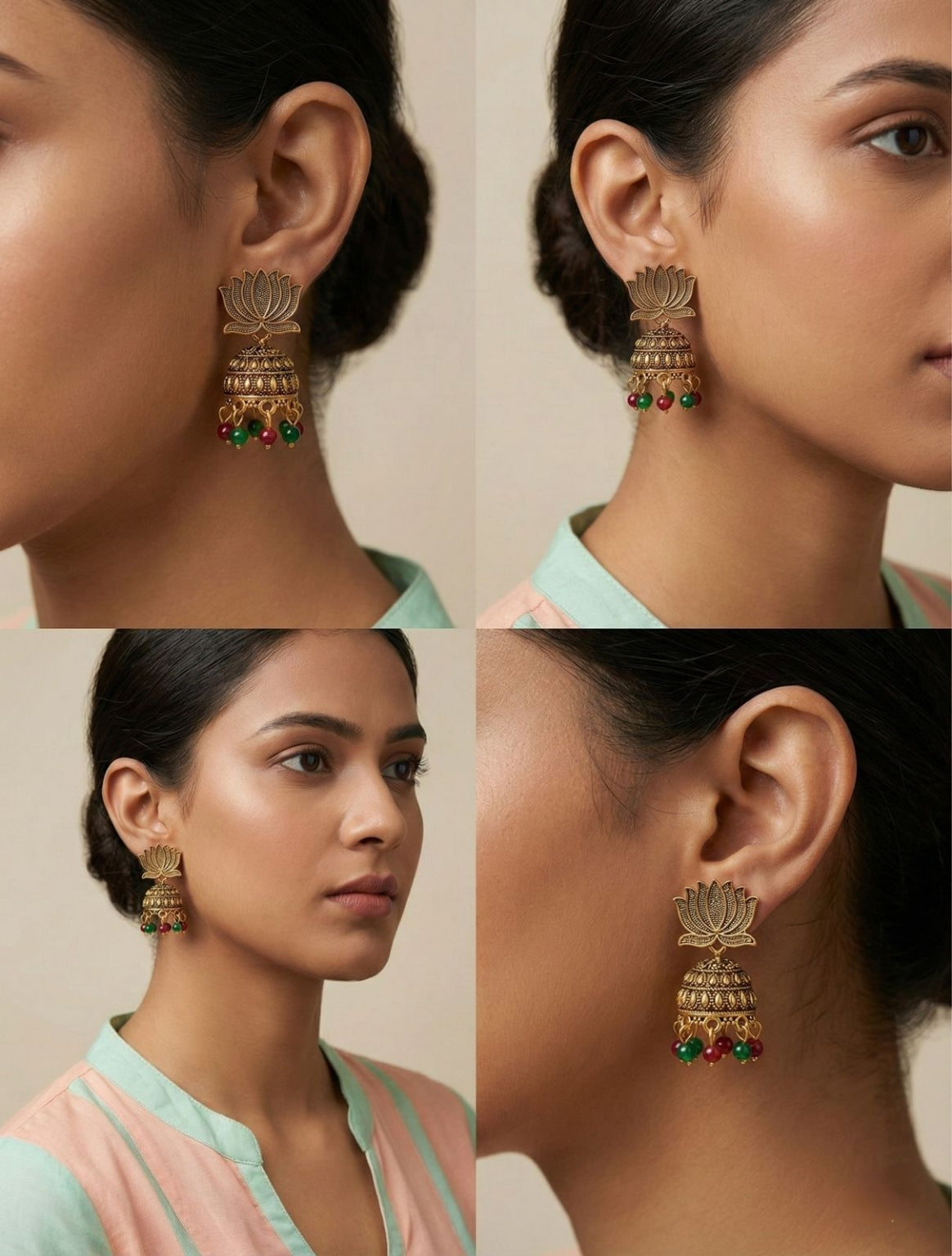 Shringaar Lotus Jhumkis | Silver Oxidised Earrings – PL88123108