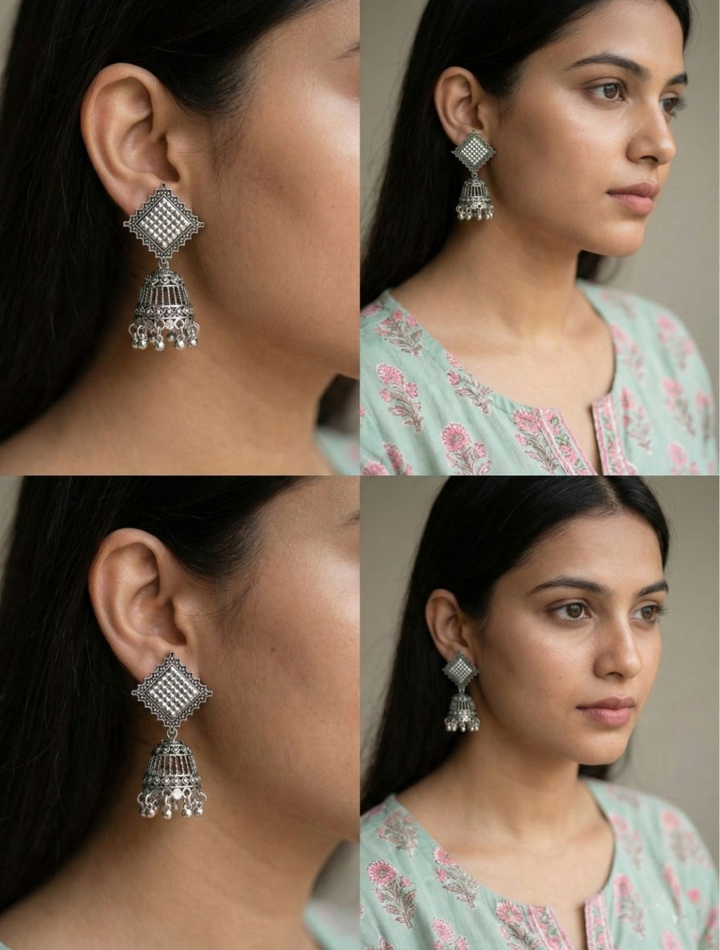 Heera Angan Oxidized Jhumkas | Silver Oxidised Earrings – PL88123115