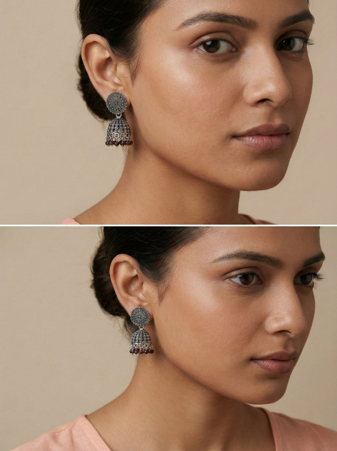 KalaSaanjh Silver Jhumkas | Silver Oxidised Earrings – PL88123119