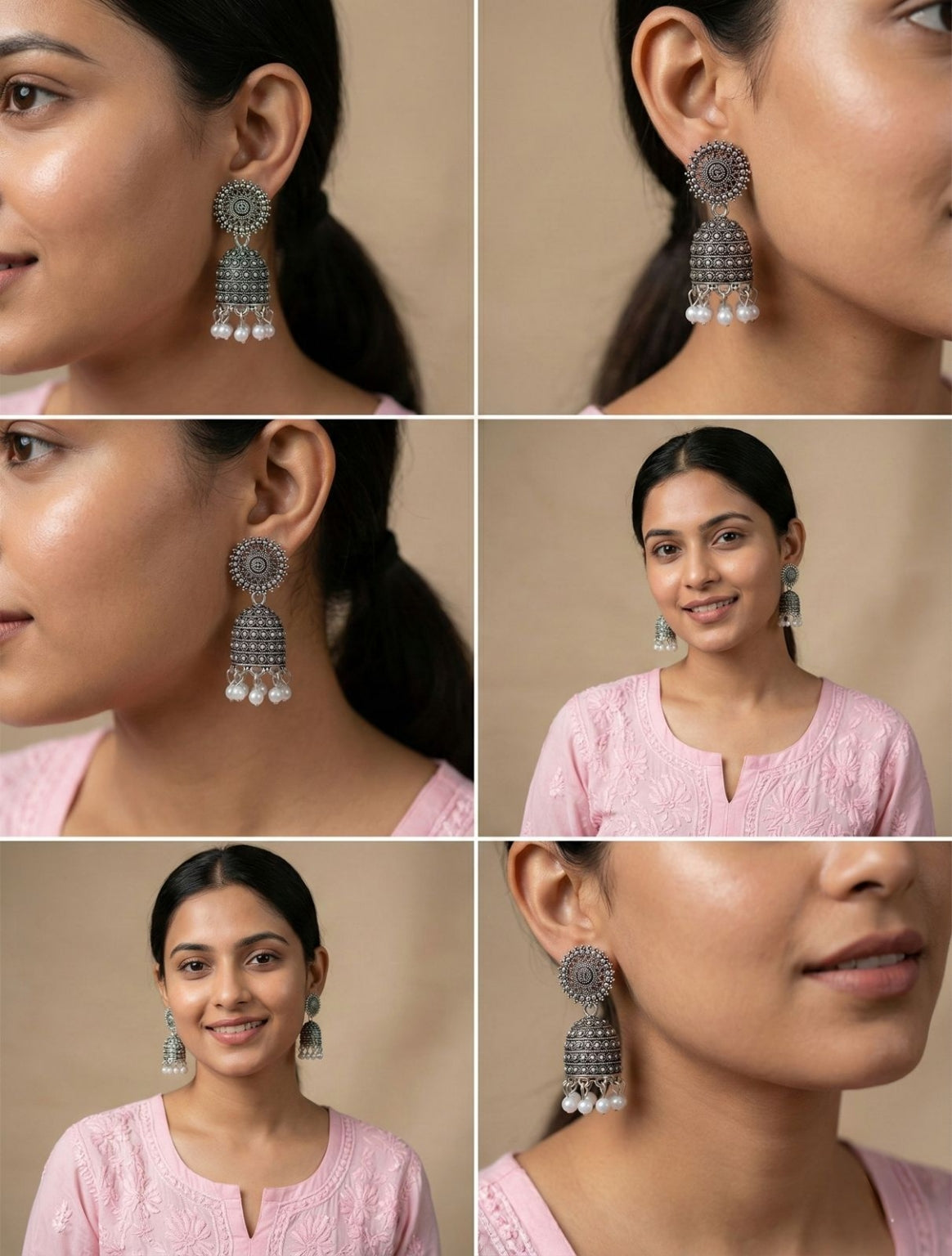 Pratha Traditional Pearl Jhumkas | Silver Oxidised Earrings – PL88123118