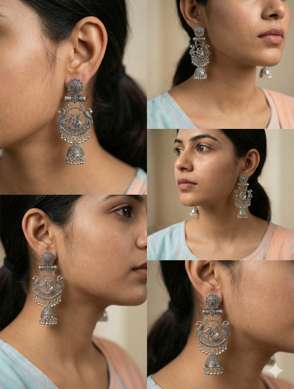 Raas Leela Naad Jhumkas | Silver Oxidised Earrings – JAY88123125