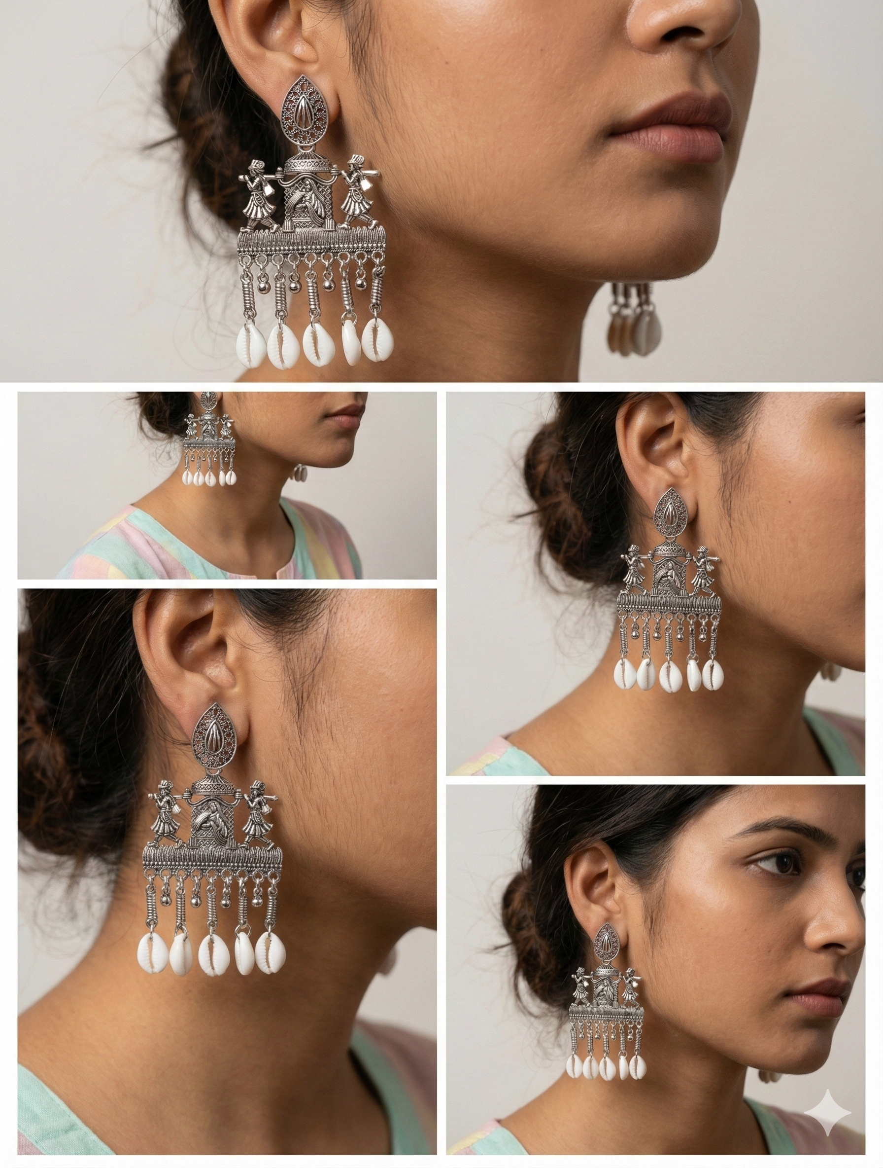 Shankha Yatra Earrings | Silver Oxidised Earrings – JAY88123121