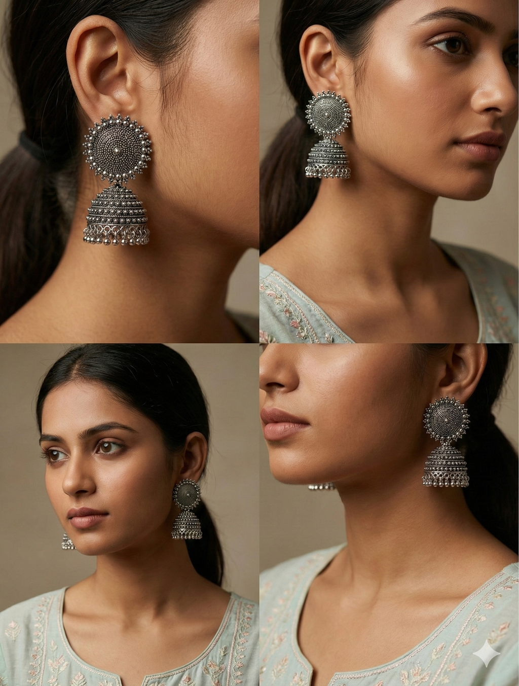 Chandralok Jhumkas | Silver Oxidised Earrings – JAY88123132