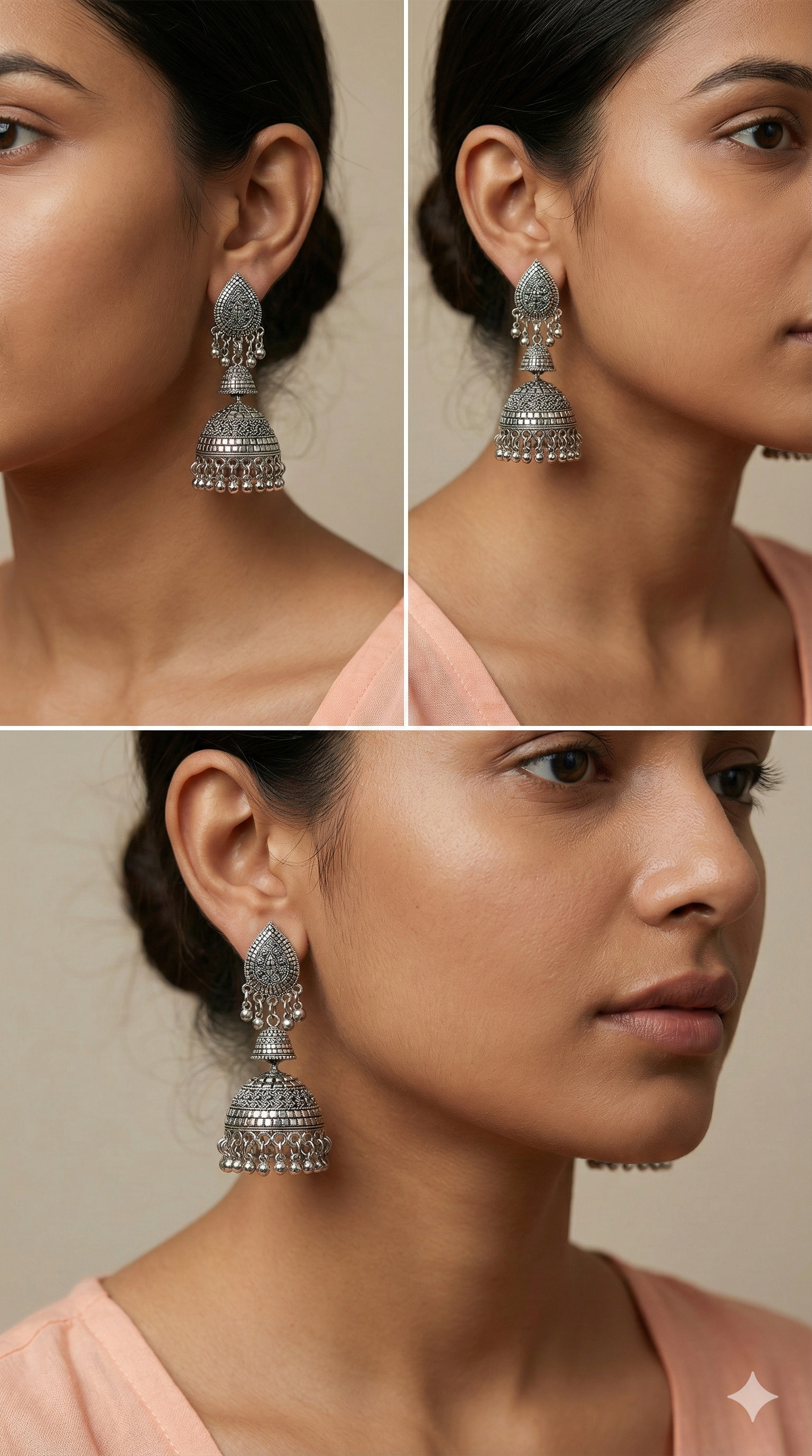 Shikhar Naad Jhumkas | Silver Oxidised Earrings – JAY88123122