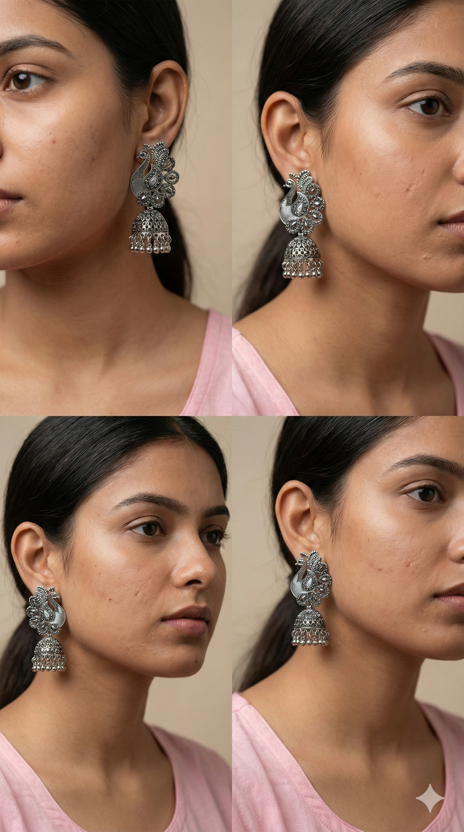 Mayura Shobha Jhumkas | Silver Oxidised Earrings – JAY88123128