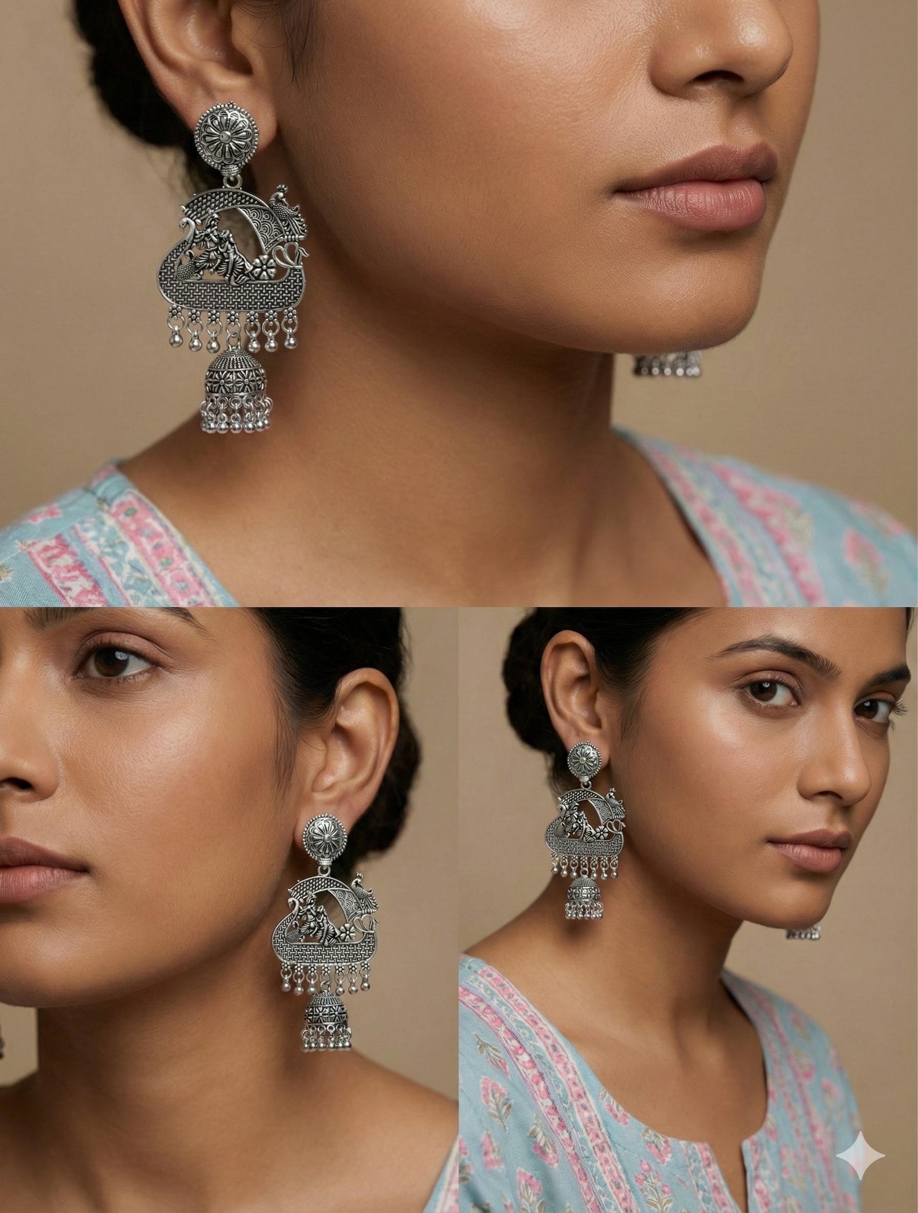 RasaJharokha Jhumkas | Silver Oxidised Earrings – JAY88123131
