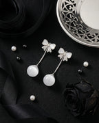 Ivory Bow Orb Drop Earrings | Gold-Plated Stainless Steel– KZ8812312