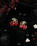 Scarlet Cherry Earrings | Gold-Plated Stainless Steel  – KZ8812315