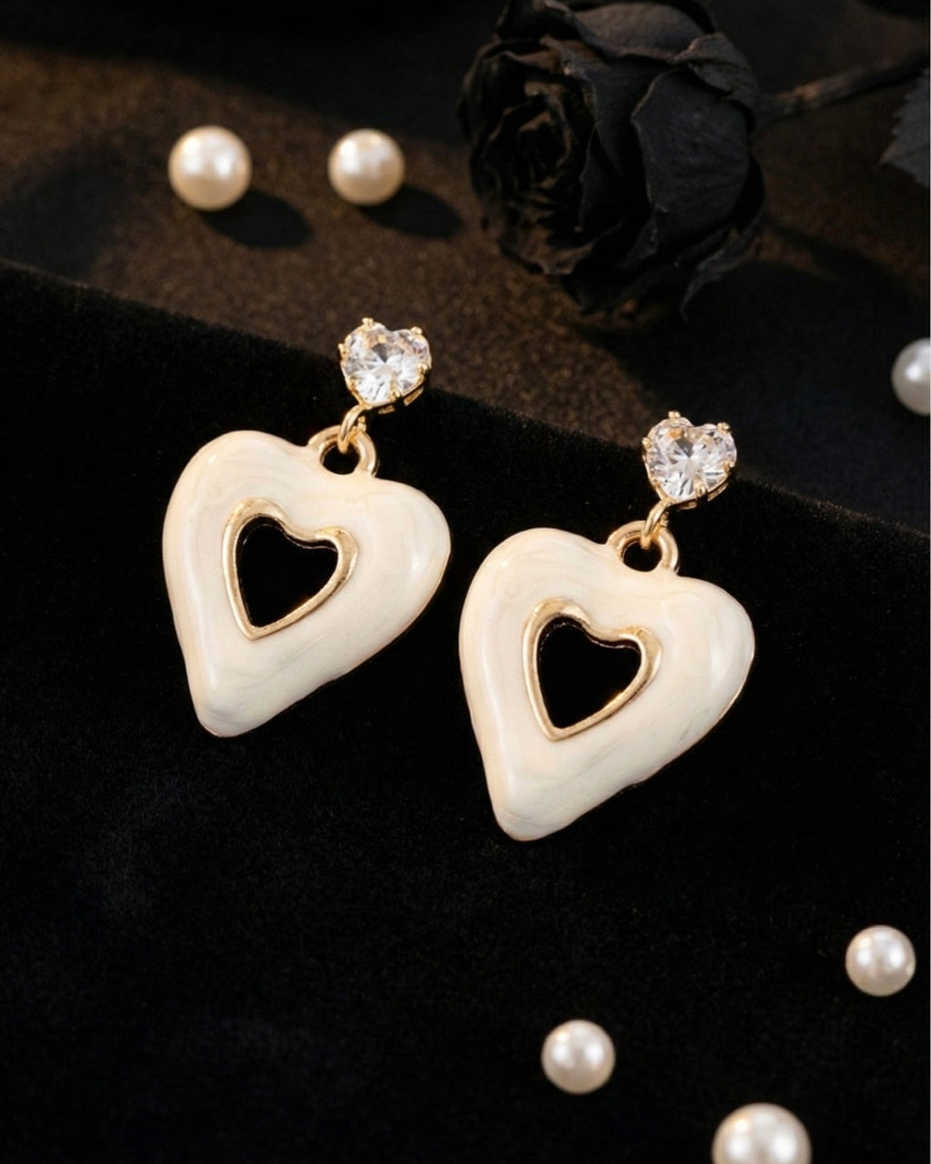 Gold Tone Heart Drop With Crystal Stud | Gold-Plated Stainless Steel – KZ8812322