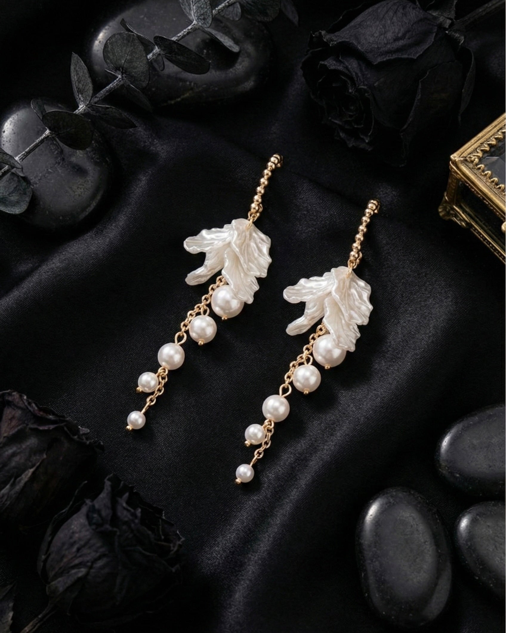 Ivory Leaf Drop Earrings | Gold-Plated Stainless Steel– KZ8812314