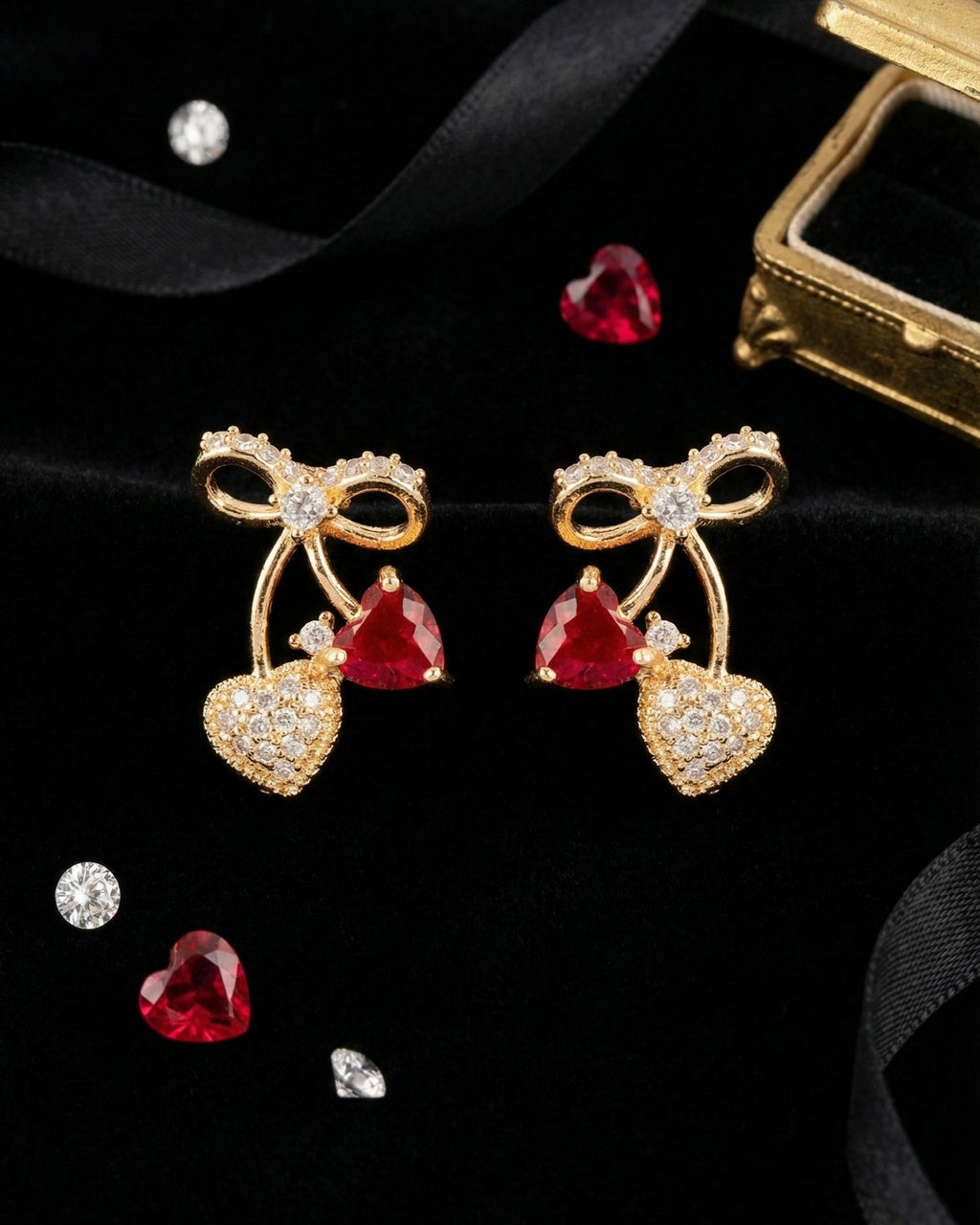 Love Ruby Knot Earrings | Gold-Plated Stainless Steel– KZ8812316
