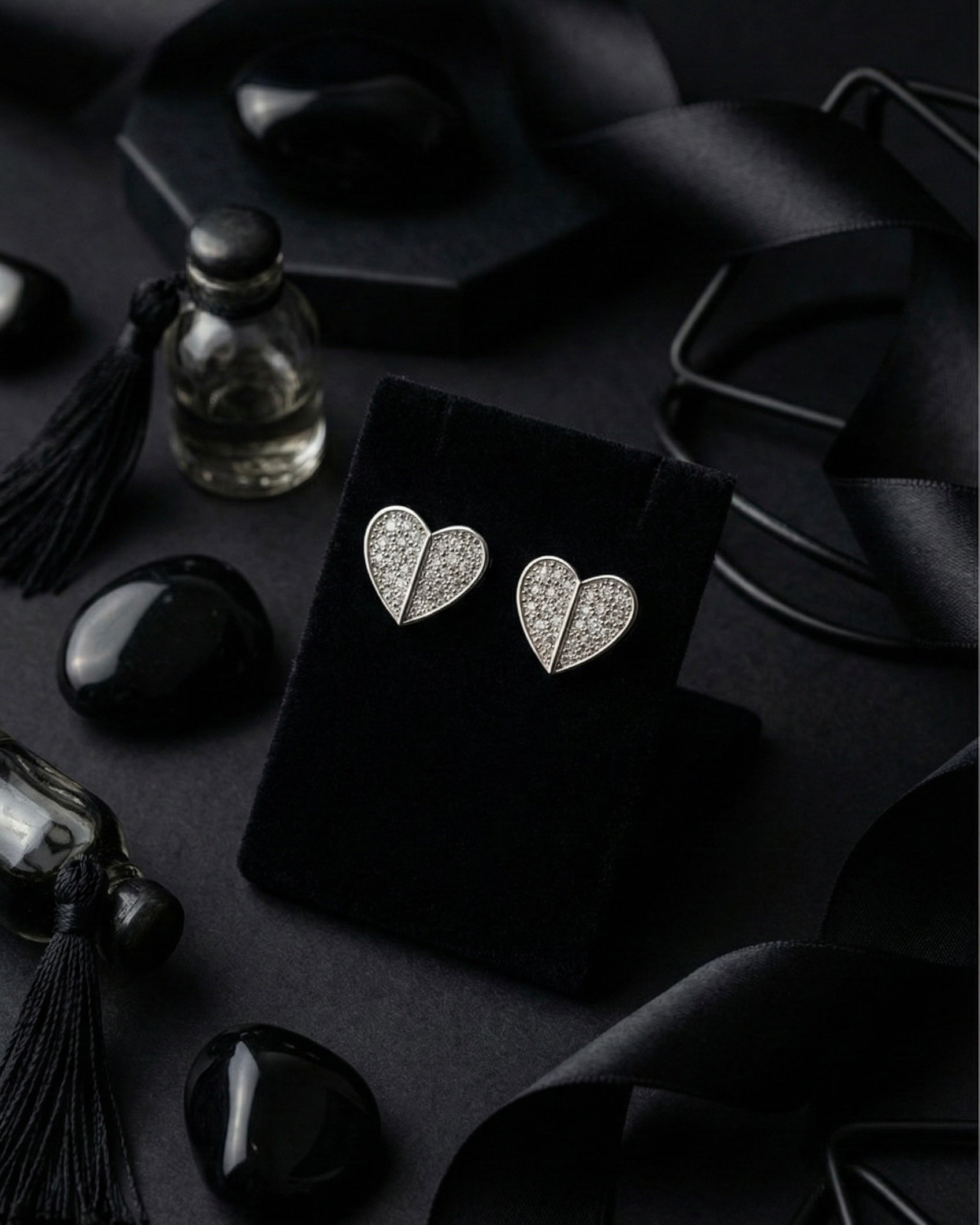Diamond Split Heart Studs | Gold-Plated Stainless Steel – KZ8812331