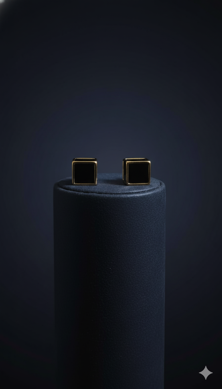 Imperial Black Box Studs | Gold-Plated Stainless Steel – KZ8812337