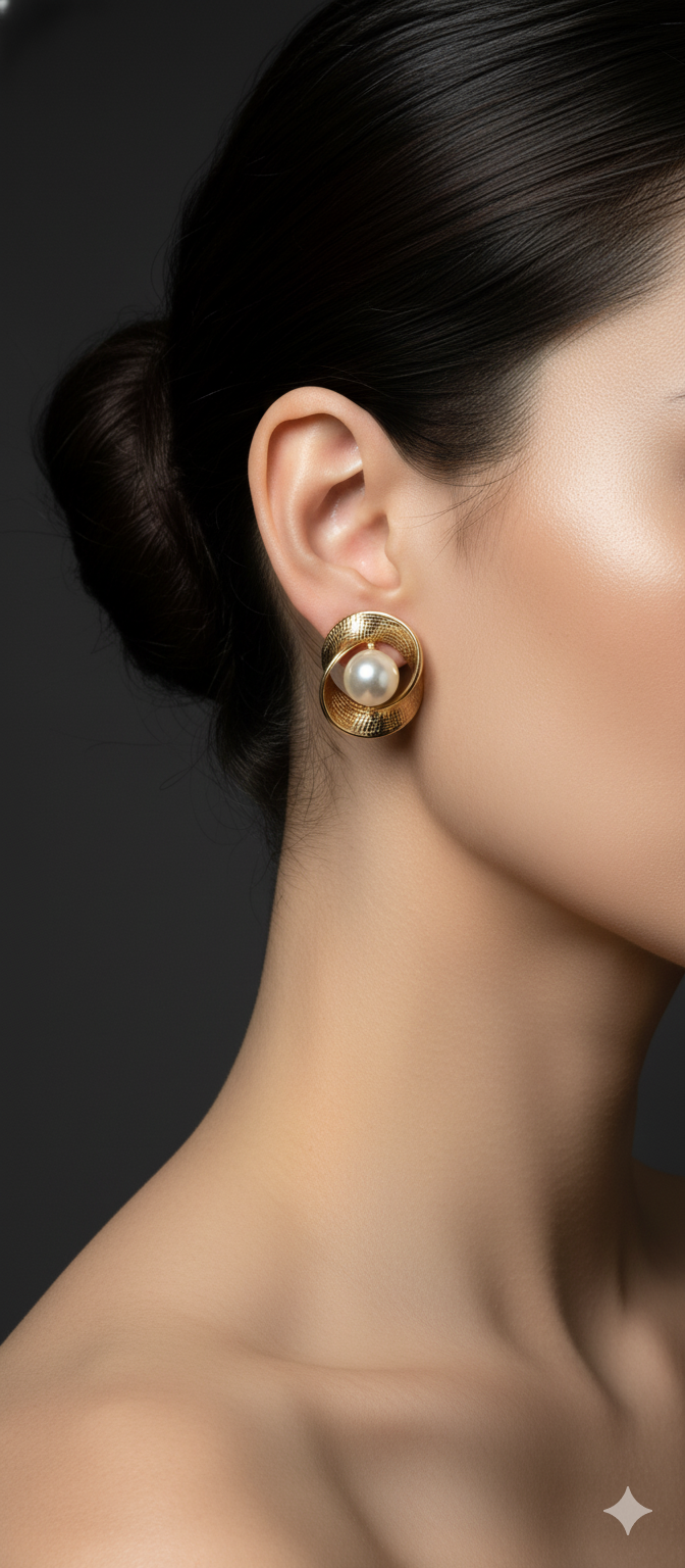 Imperial Gold Sphere Pearl Earrings | Gold-Plated Stainless Steel – KZ8812338