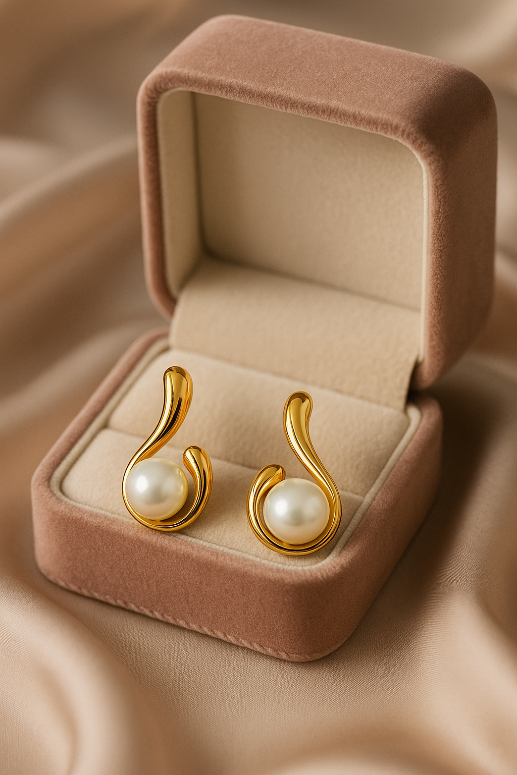 Infinity Curve Pearl Earrings | Gold-Plated Stainless Steel  – KZ8812339