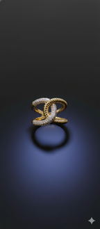Interlock Glam Ring | Adjustable Gold-Plated Stainless Steel–KZ88123100