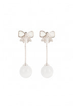 Ivory Bow Orb Drop Earrings | Gold-Plated Stainless Steel– KZ8812312