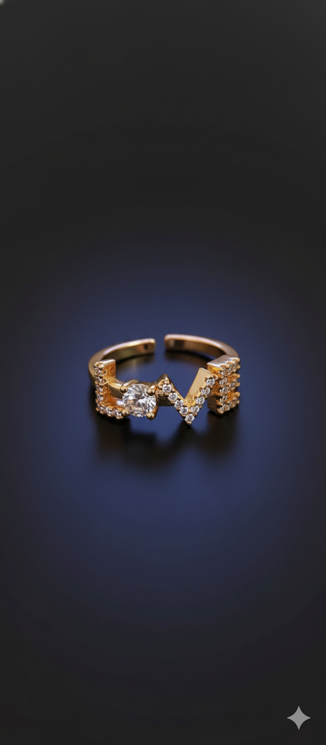 Love Letter Ring | Gold-Plated Brass Adjustable Ring–SCB8812383