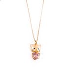 Lucky Cat Pink Heart Necklace | Gold-Plated Stainless Steel – KZ8812301