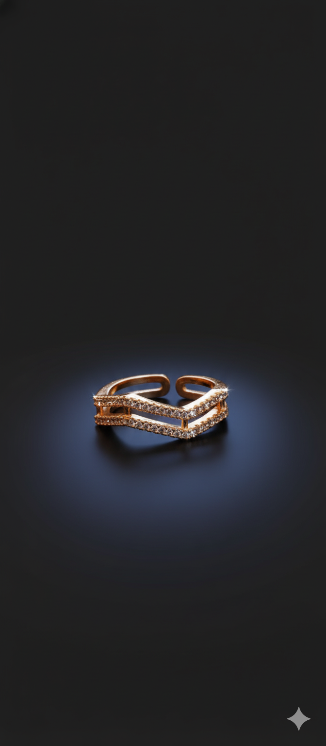 Luxe Layered Ring |  Gold-Plated Brass Adjustable Ring  – SCB8812379