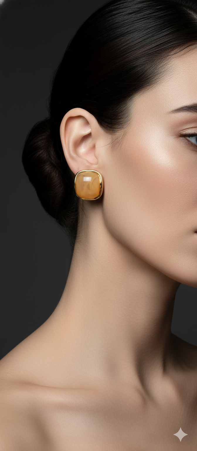 Marble Gloss Gold Studs |  Gold-Plated Stainless Steel – KZ8812340