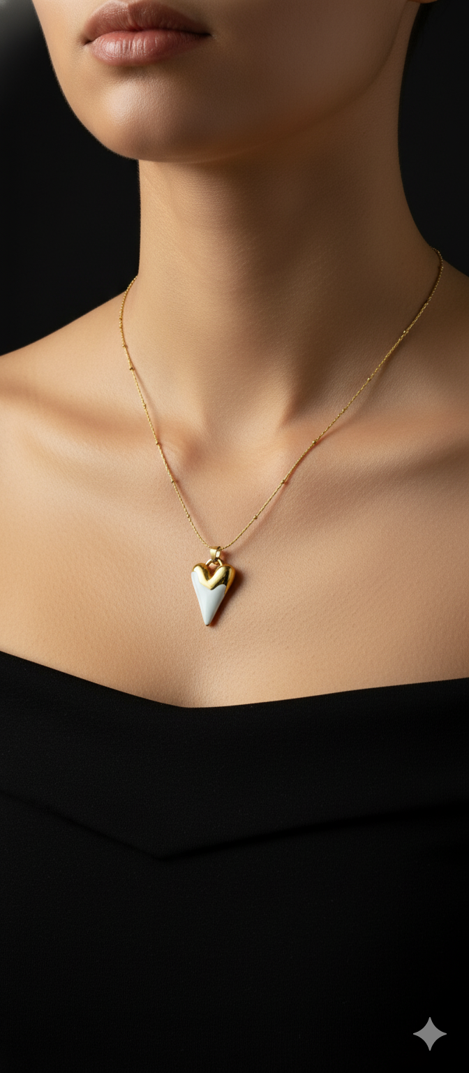 Milk & Gold Heart Necklace | Gold-Plated Stainless Steel – KZ8812356