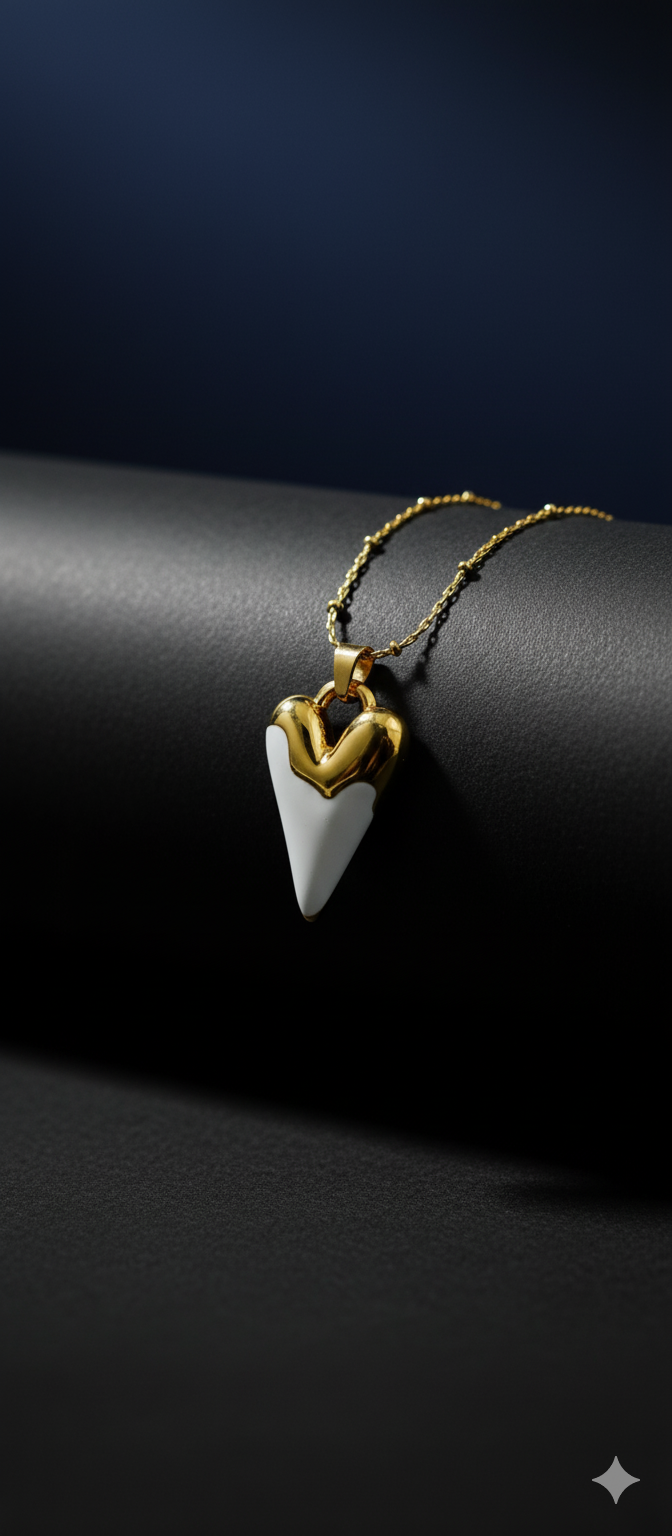 Milk & Gold Heart Necklace | Gold-Plated Stainless Steel – KZ8812356