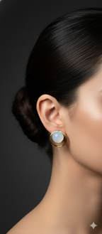 Moonstone Halo Studs | Gold-Plated Stainless Steel – KZ8812343
