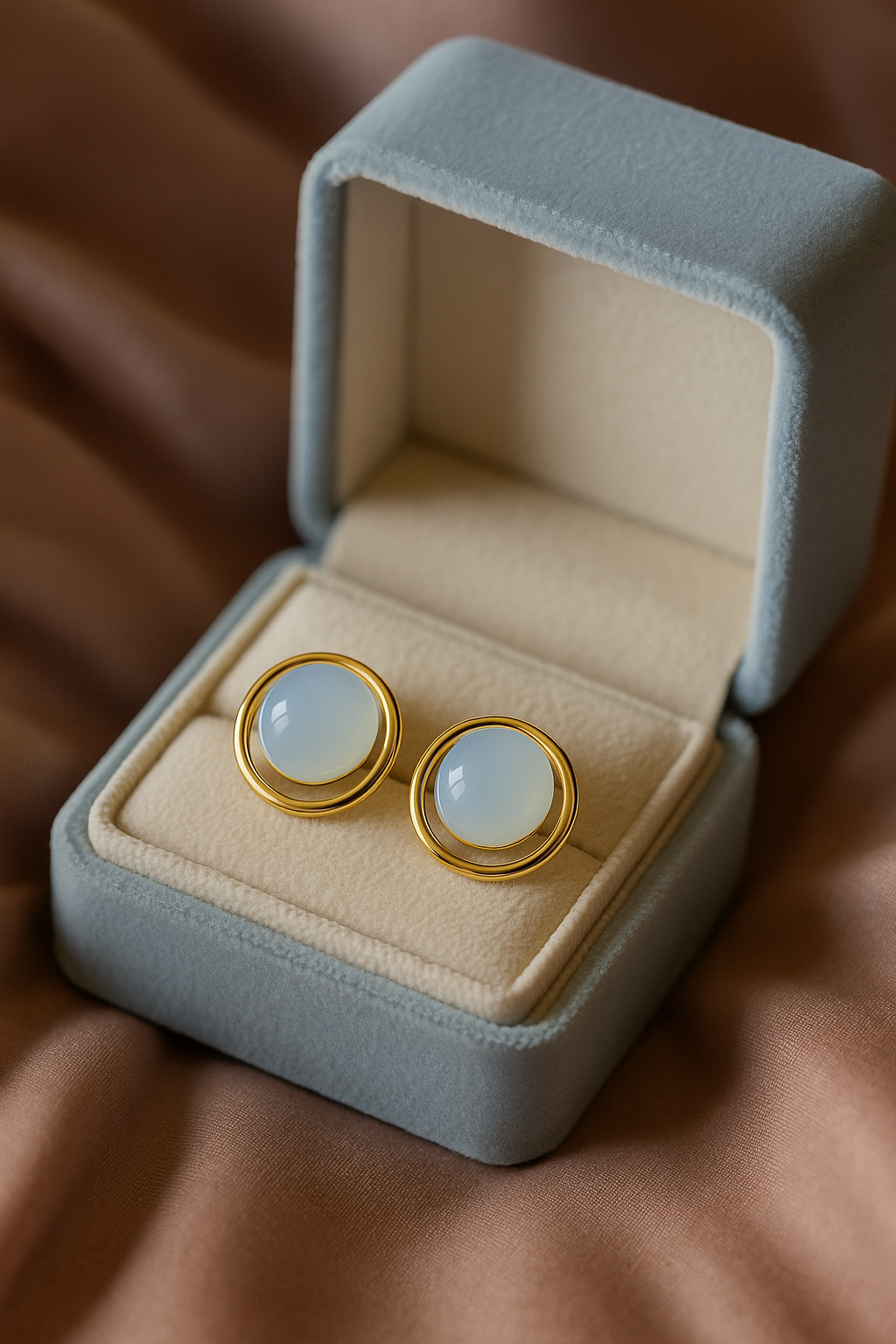 Moonstone Halo Studs | Gold-Plated Stainless Steel – KZ8812343