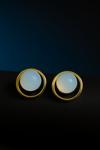 Moonstone Halo Studs | Gold-Plated Stainless Steel – KZ8812343