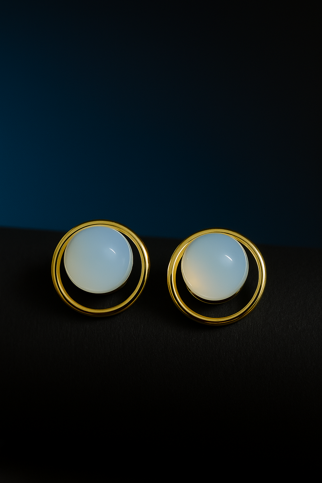 Moonstone Halo Studs | Gold-Plated Stainless Steel – KZ8812343