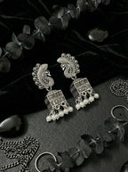 Morni Pearl Drop Earrings | Silver Oxidised Earrings – PL88123120