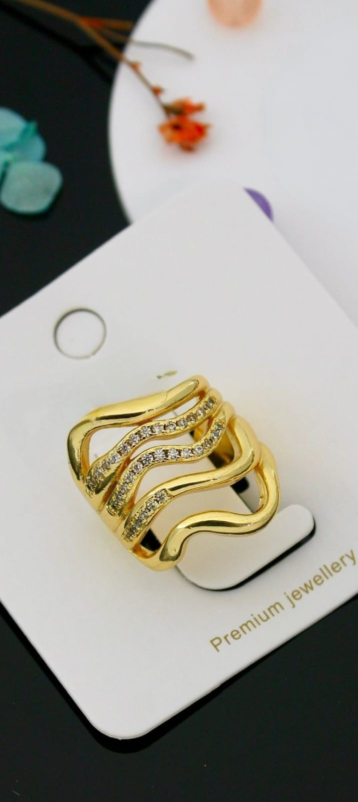 Ocean Wave Ring | Adjustable Gold-Plated Stainless Steel–KZ88123101