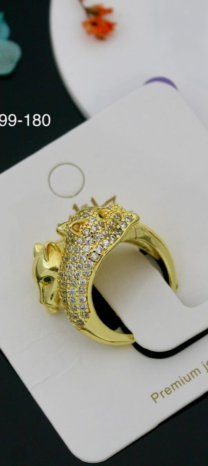 Panther Power Ring | Adjustable Gold-Plated Stainless Steel–KZ8812397