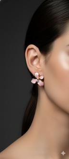 Pink Orchid Crystal Studs | Gold-Plated Stainless Steel– KZ8812344