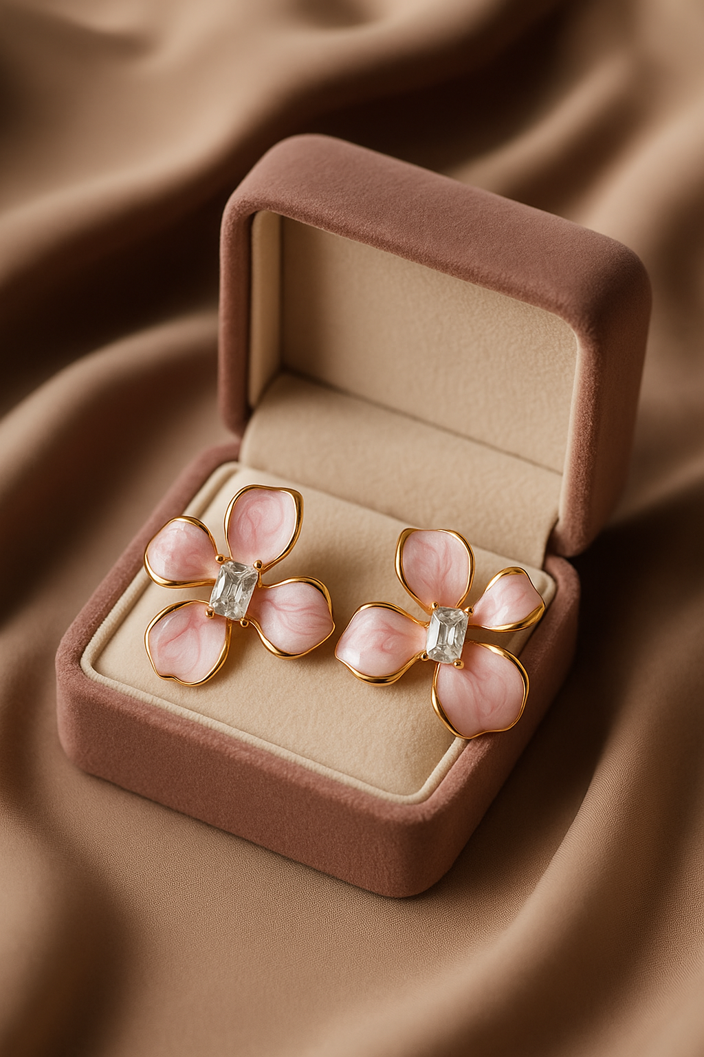 Pink Orchid Crystal Studs | Gold-Plated Stainless Steel– KZ8812344