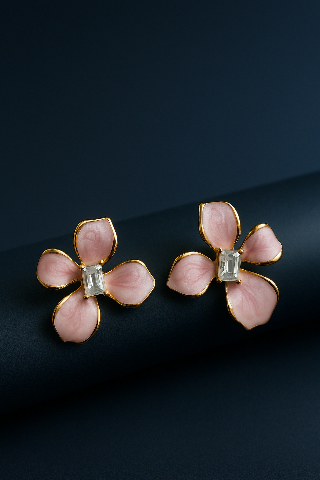 Pink Orchid Crystal Studs | Gold-Plated Stainless Steel– KZ8812344