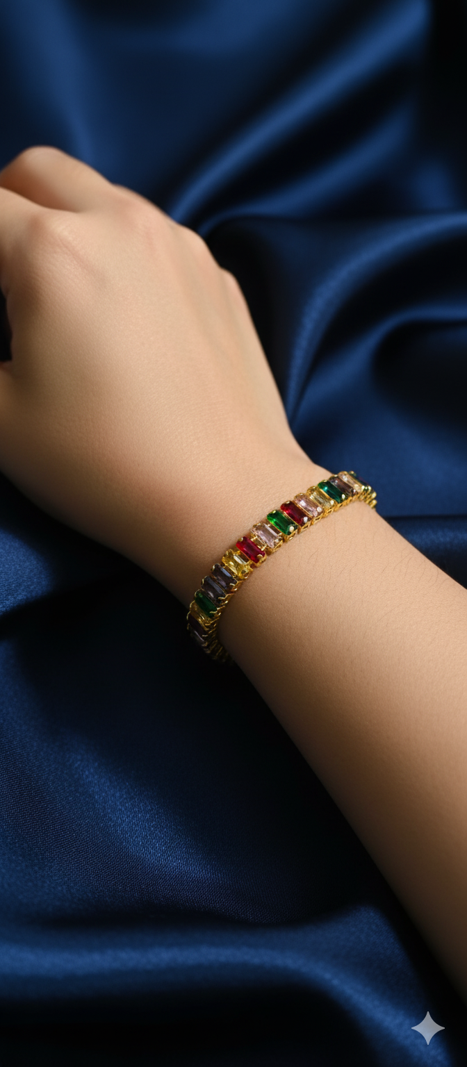 Rainbow Luxe Baguette Bracelet | Gold-Plated Stainless Steel – KZ8812370