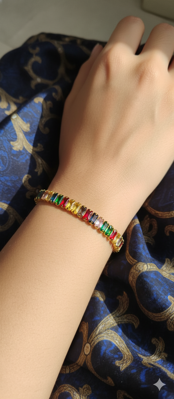 Rainbow Luxe Baguette Bracelet | Gold-Plated Stainless Steel – KZ8812370