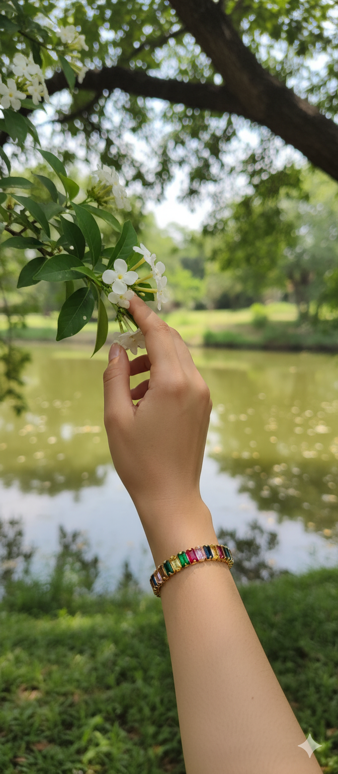 Rainbow Luxe Baguette Bracelet | Gold-Plated Stainless Steel – KZ8812370