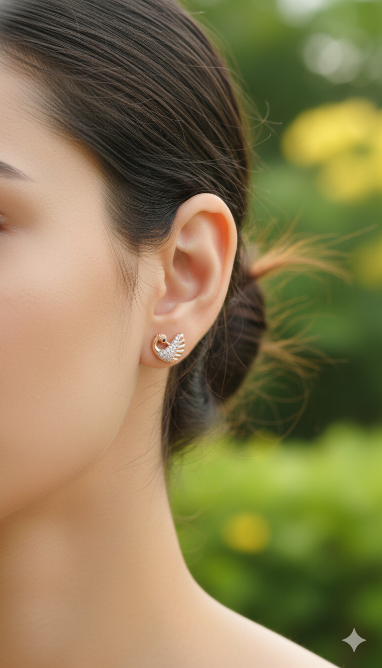 Royal Swan Sparkle Studs | Gold-Plated Brass – KZ8812346